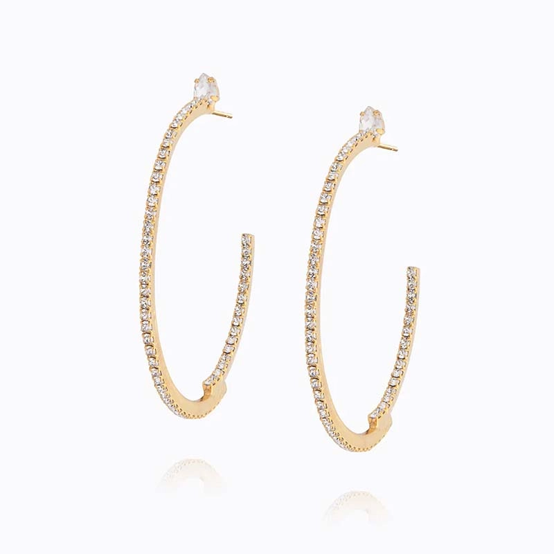 Caroline Svedbom - Crystal Loop Earrings Gold Crystal