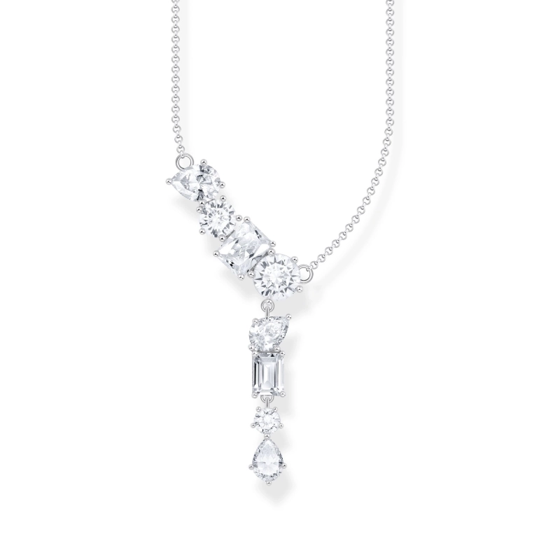 Thomas Sabo - Halskedja Y-design I Silver Med &Aring;tta Vita Zirkoniastenar