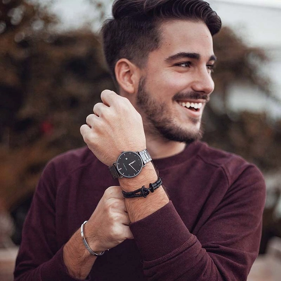 Leather Phrep Armband Svart/Svart - Paul Hewitt armband - Snabb frakt & paketinslagning - Nordicspectra.se