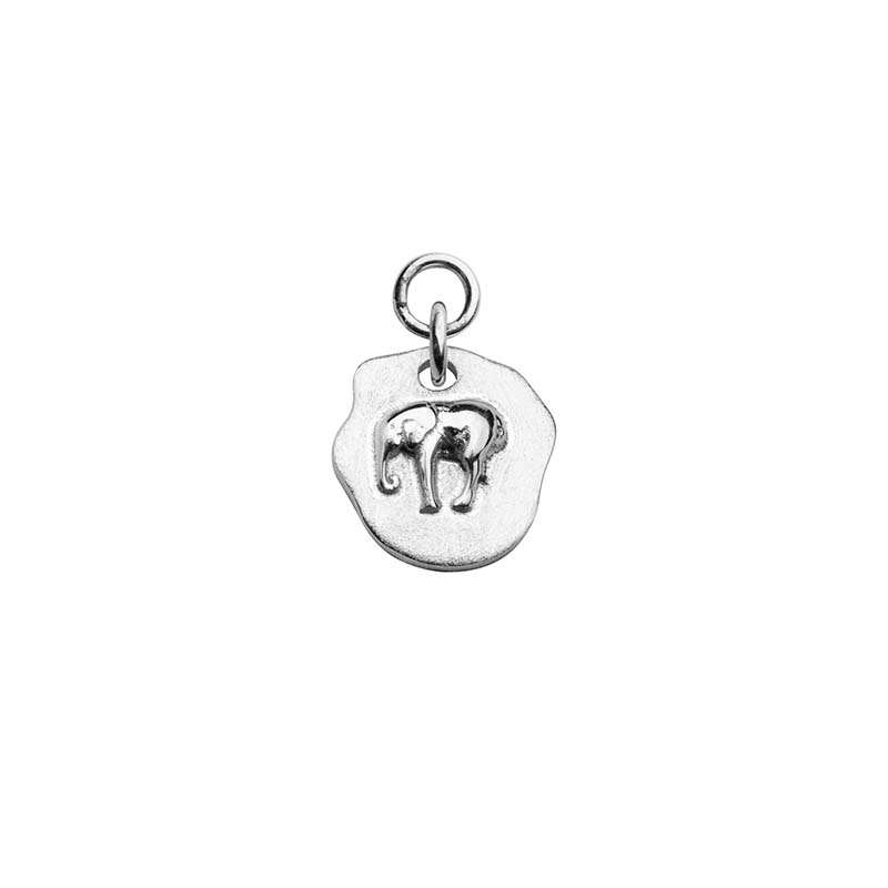 Letters Elephant Pendant for Hoops Silver