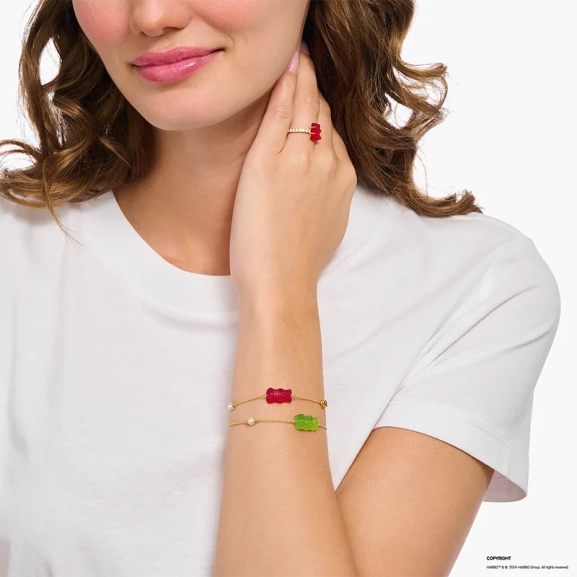 HARIBO Armband Gummibjörn Grön med Pärla & Sten Guld - Thomas Sabo - Snabb leverans & paketinslagning - Nordic Spectra