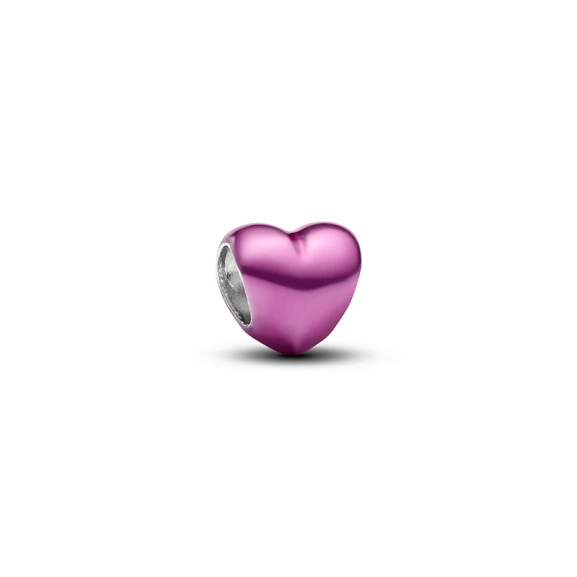 Mini-Charm in Pink Heart von Pandora aus Silber mit schimmerndem rosa Emaille