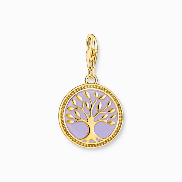 Charm-Anhänger Lebensbaum mit violetter Kaltemaille vergoldet - Thomas Sabo - Nordic Spectra