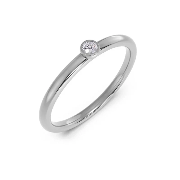 Edblad Petite Ring i polerat stål med en gnistrande cubic zirconia-sten
