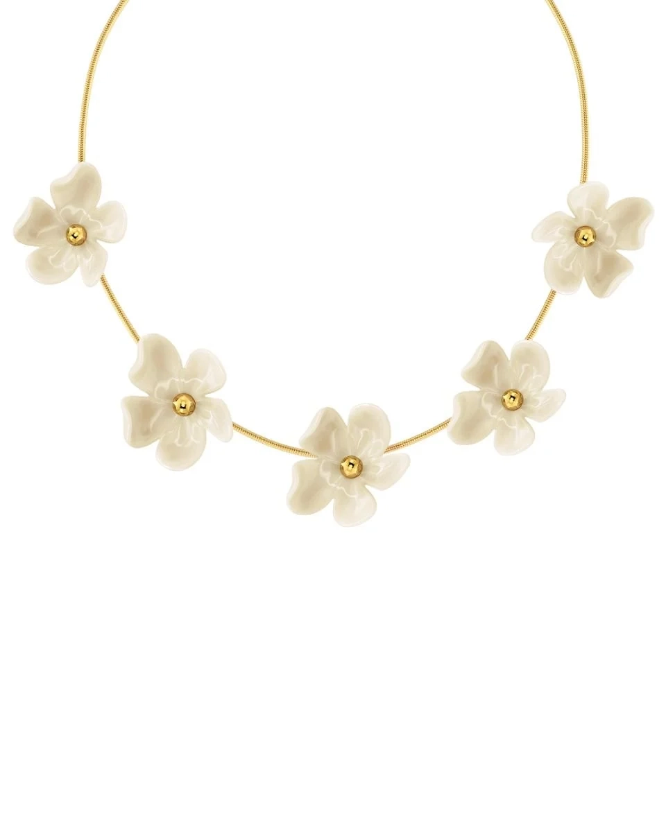 Edblad - Wildflower Necklace Offwhite Gold