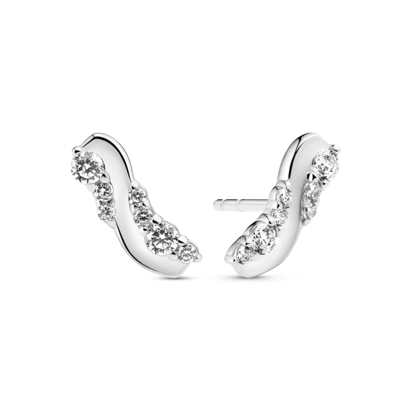 Ellera Waves Altro örhängen i silver med vågformad design och gnistrande cubic zirconia-stenar från Sif Jakobs.