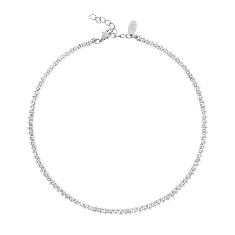 Caroline Svedbom – Crystal Navette Necklace Rhodium Crystal