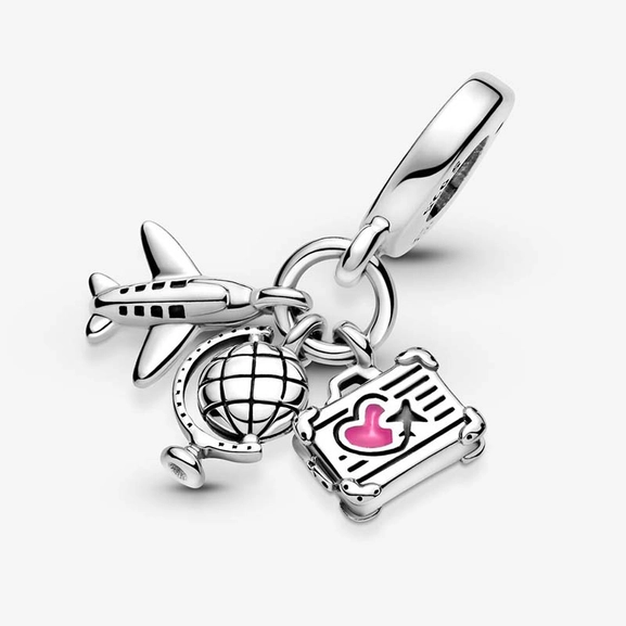Flugzeug, Globus und Koffer Charm-Anhänger von PANDORA, Schneller Versand - Nordicspectra.de