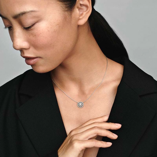 Glittrande Dubbel Halo Collier Halsband - PANDORA - Snabb frakt & paketinslagning - Nordicspectra.se