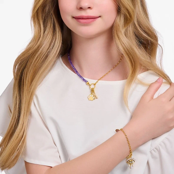 Charm-halsband Med Imiterad Ametist Guld - Thomas Sabo - Snabb leverans & paketinslagning - Nordic Spectra