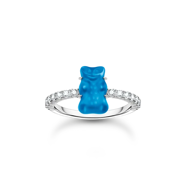 HARIBO Ring med Blå Gummibjörn & Glittrande Stenar - Thomas Sabo - Snabb leverans & paketinslagning - Nordic Spectra