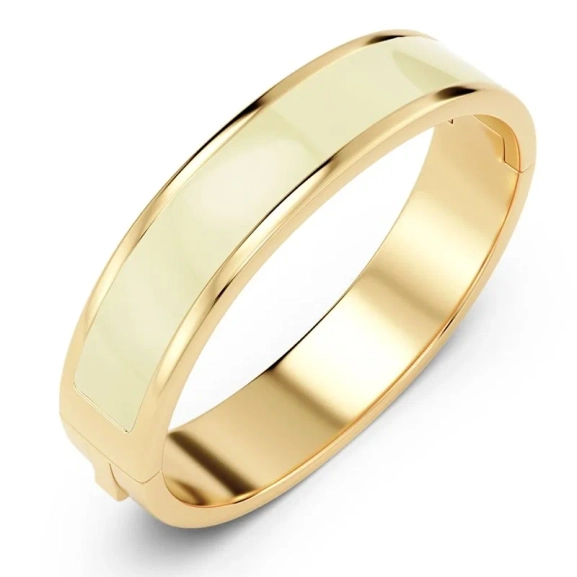 Armband i 14K guldpläterat stål med offwhite emalj