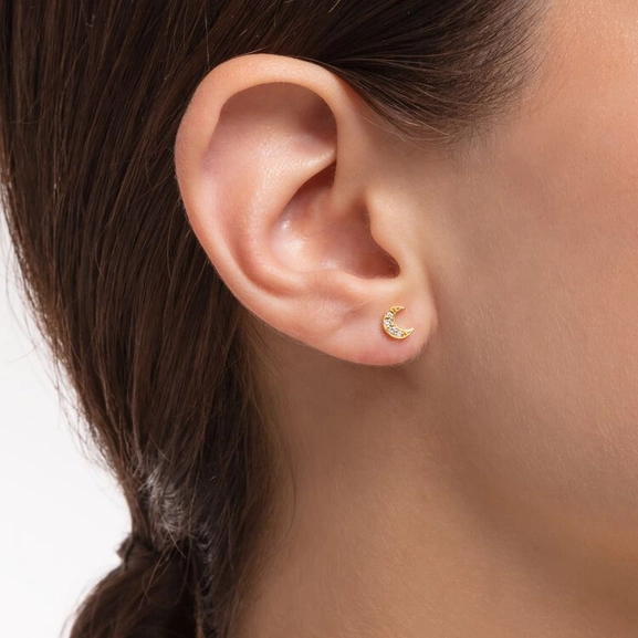 Einzel Ohrstecker Mond Pavé Gold von Thomas Sabo, Schneller Versand - Nordicspectra.de