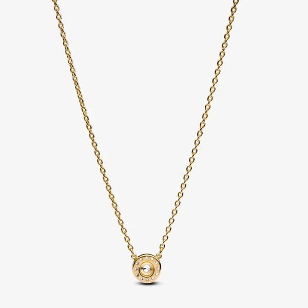 Rund Skimrande Halo Halsband Guld - PANDORA - 1-2 dagar leverans - Gratis paketinslagning