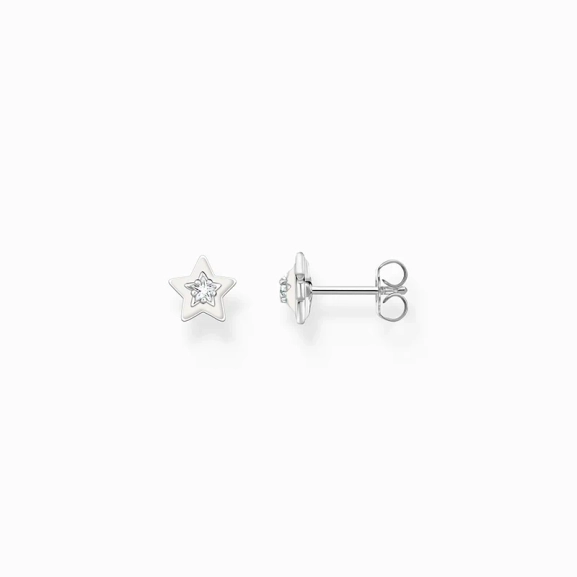 Ear studs with white stones and white cold enamel silver - Thomas Sabo - Suuri valikoima & ilmainen lahjapaketointi - Nordic Spectra