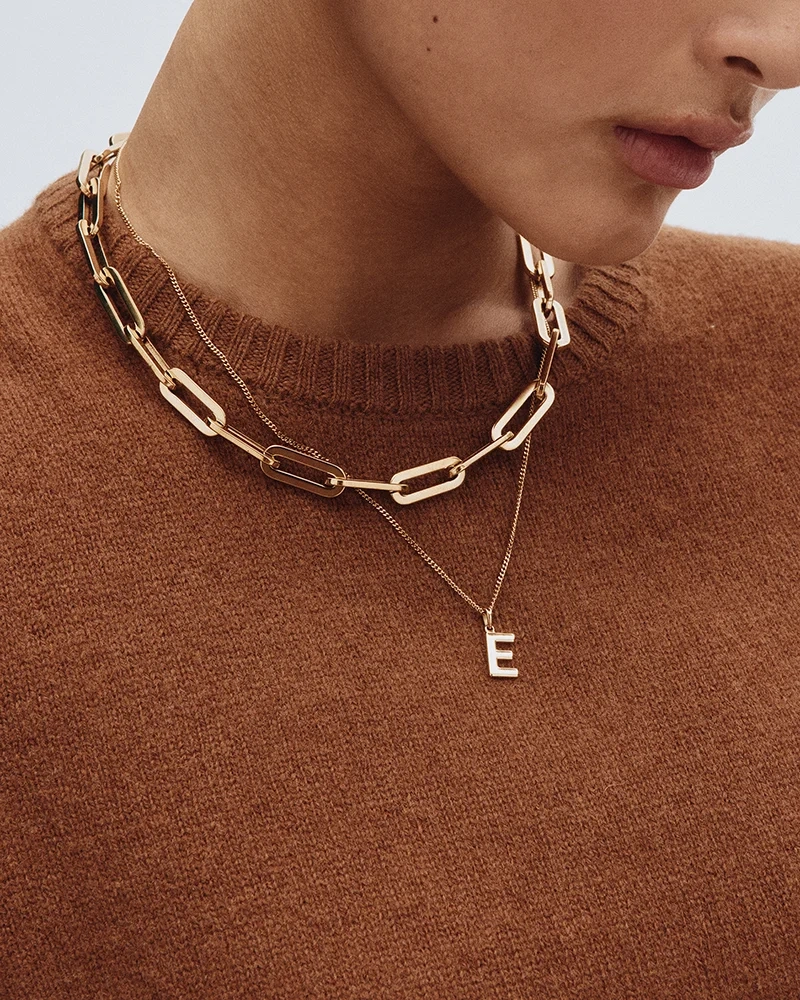 Edblad-Initial-E-Ivy-Necklace-Charmentity-Chain-Curb-45cm-Gold-125745-126262-126297
