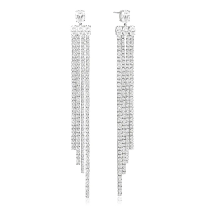 Ellisse Lungo Grande Ohrringe in Silber mit funkelnden Zirkonia-Steinen aus der Ellisse-Kollektion von Sif Jakob.