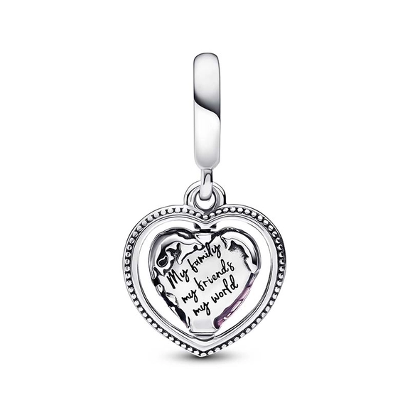 Familie Drehender Herzglobus Charm-Anhänger von PANDORA, Schneller Versand - Nordicspectra.de