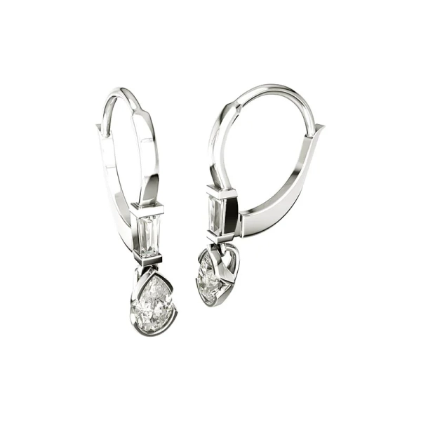 Eloge Pear Cut Diamond Creoler i 18K vitguld med 0
