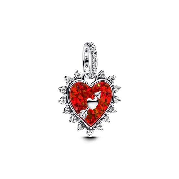Anhänger mit drehendem Herz und Pfeil aus Sterlingsilber