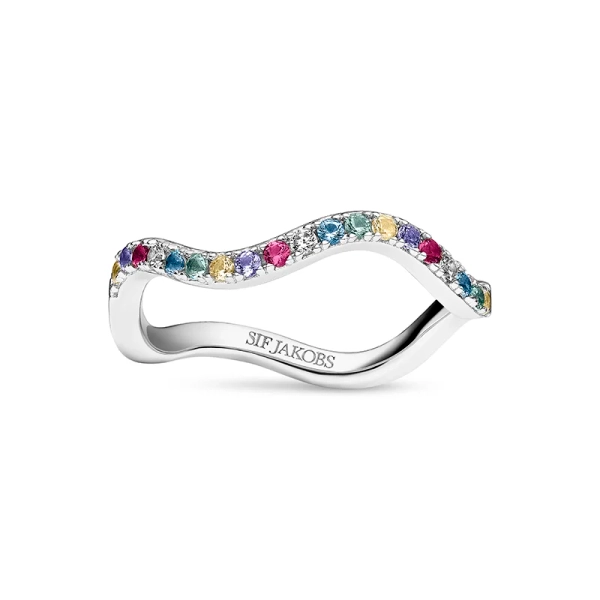 Ellera Waves Ring Mix från Sif Jakobs i silver med gnistrande cubic zirconia-stenar