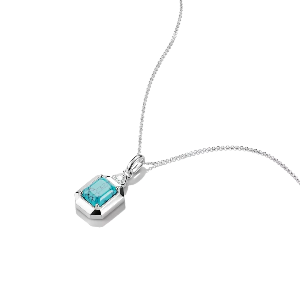 Elyndra-halsband från Thomas Sabo i silver med oktagonslipad turkosfärgad sten och justerbar kedja.