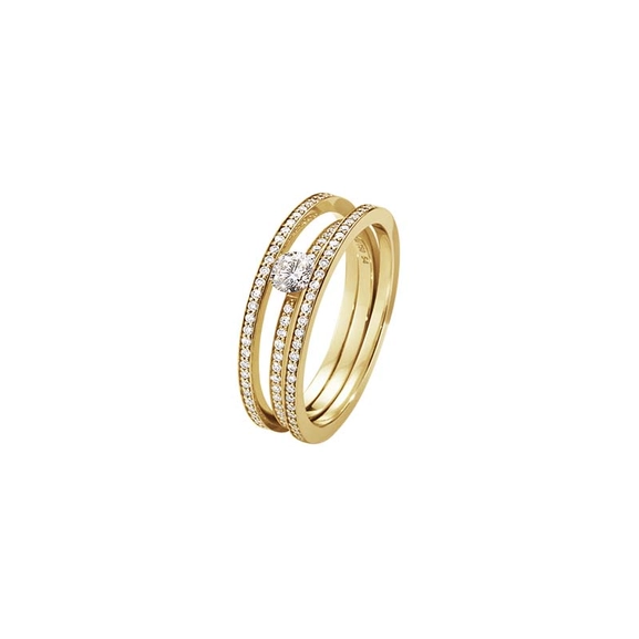 Halo Solitärring Guld med Pavéinfattade Diamanter - Georg Jensen ringar - Snabb frakt & paketinslagning - Nordicspectra.se