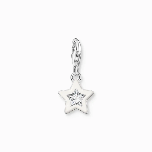 Charm-Anhänger Stern mit weiße Steinen und weißer Kaltemaille Silber - Thomas Sabo - Nordic Spectra