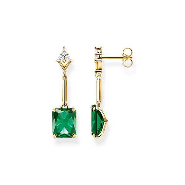 Ohrringe mit grünen und weißen Steinen vergoldet von Thomas Sabo, Schneller Versand - Nordicspectra.de