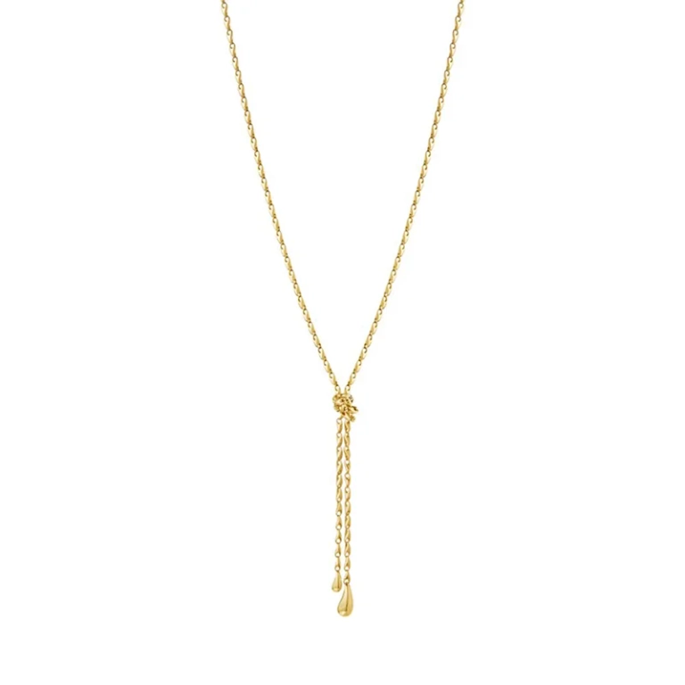 Reflect Lariat Halsband i 18K guld med tunna kedjor och mjukt formade avslut
