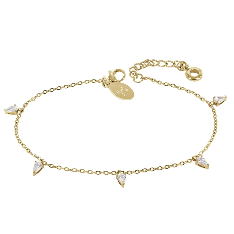 DROP Crystal Multi Fotlänk Guld