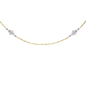 Trinny Necklace i 14K guldplätering med cubic zirconia-stenar på en facetterad kedja