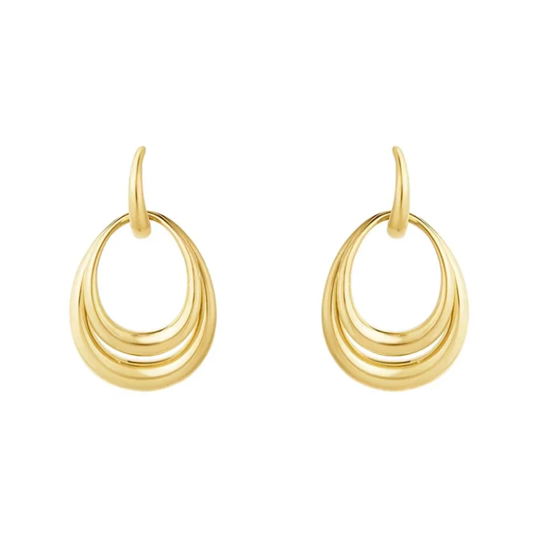Offspring Dubbla Örhängen i 18K guld med sammanlänkade former