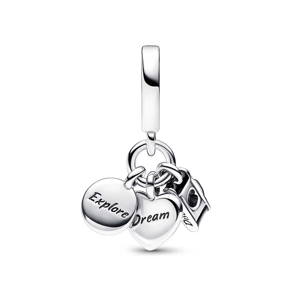 Herz & Kompass Dreifacher Charm-Anhänger - PANDORA - Nordic Spectra