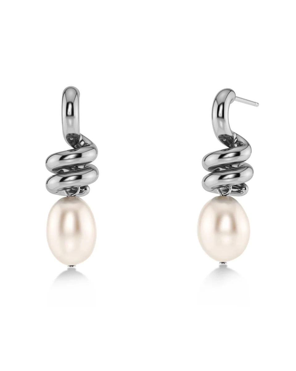 Edblad - Swivel Earrings Pearl L Steel