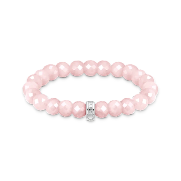 Charm Club Rosenkvarts Armband med ovala rosenkvartsstenar och plats för tre berlocker