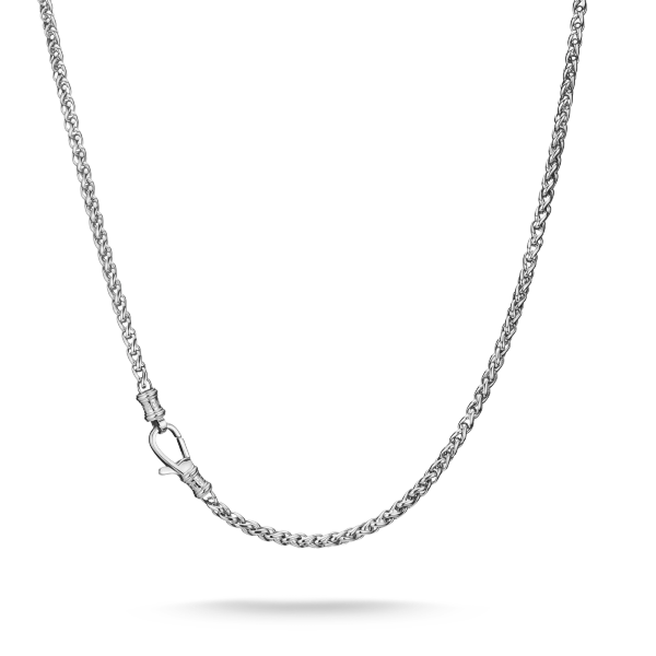 Rebel Flätat 4 mm stål halsband med flätad kedja i silverfärgat stål