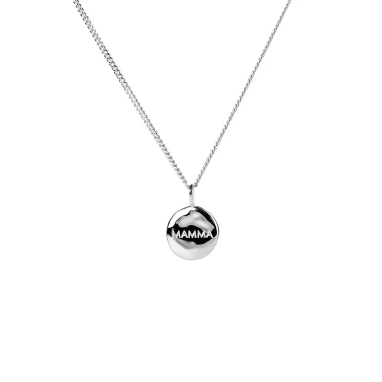 Mamma Organic Coin Silver halsband i silver med rund berlock
