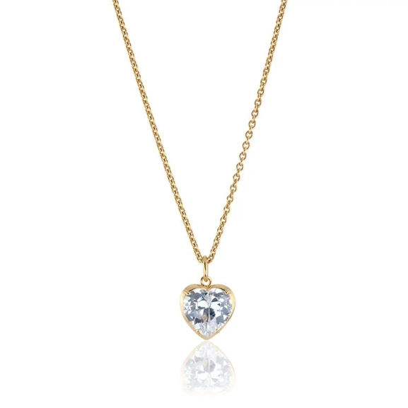 Crazy Diamond Heart Halsband Guld med cubic zirconia hjärta
