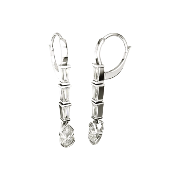 Eloge Pear Cut Diamond Örhängen i 18K vitguld med droppformade och taperade diamanter
