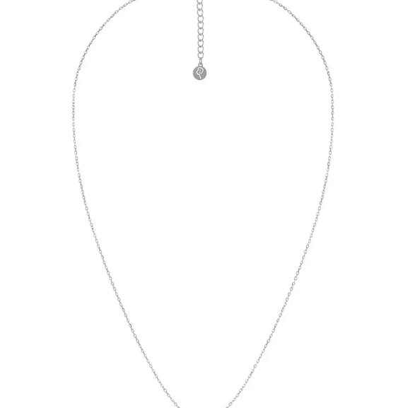 Halsband i rostfritt stål med fem cubic zirconia-stenar på en justerbar ankarkedja