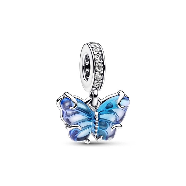 Blauer Murano-Glas Schmetterling Charm-Anhänger - PANDORA - Nordic Spectra
