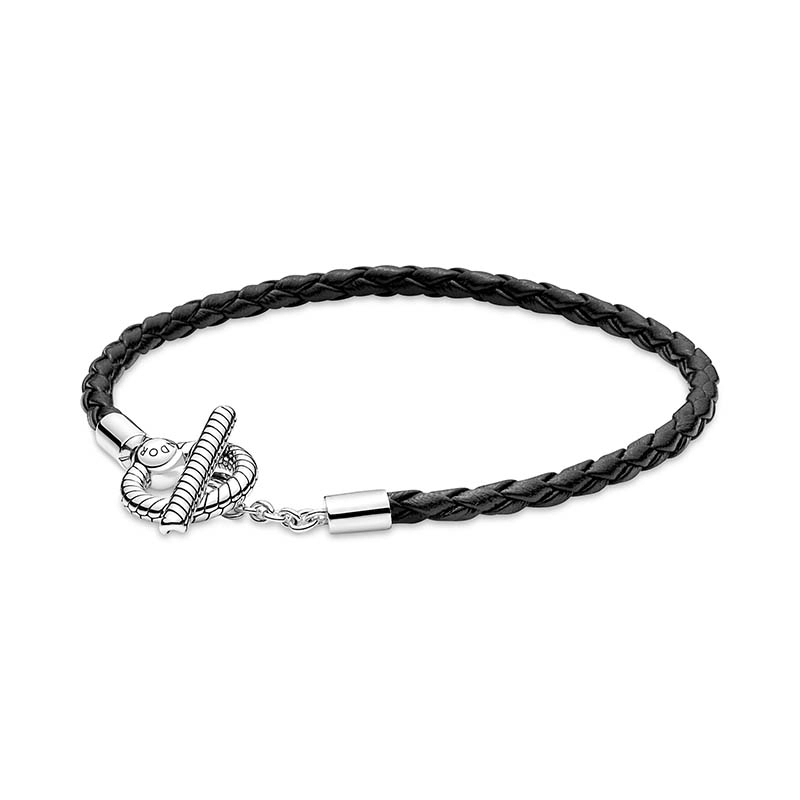 PANDORA - Pandora Moments Braided Leather T-bar Bracelet