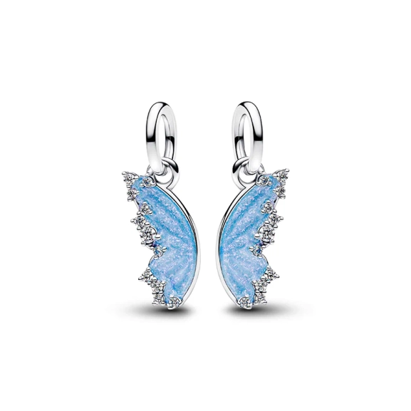 Schmetterlings-Charm aus Sterlingsilber mit Zirkonia und blauer Glasur