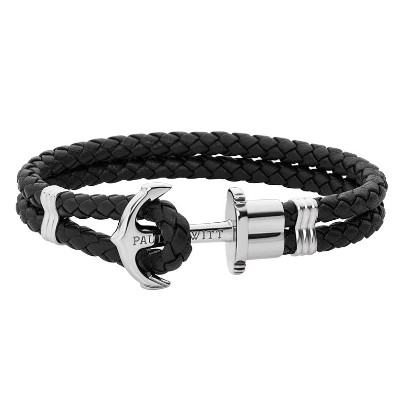 Paul Hewitt – Leather Phrep Armband Svart/Silver