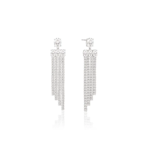 Ellisse Lungo Piccolo Örhängen i silver med gnistrande Cubic Zirconia-stenar från Sif Jakobs