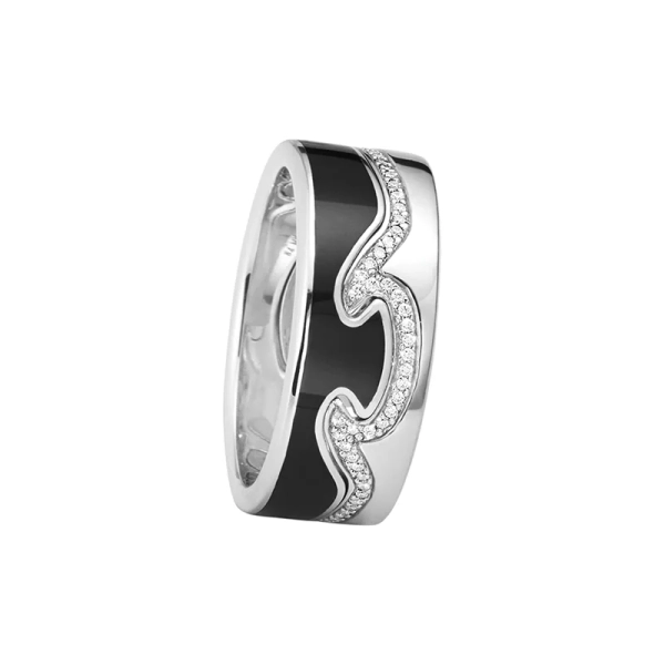 Fusion 2-piece Ring White Gold Black with Diamonds - Georg Jensen - designkorut nopeilla ja turvallisilla toimituksilla - Nordic Spectra