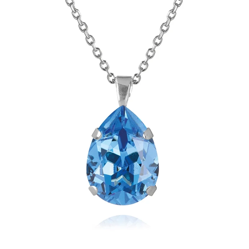 Caroline Svedbom - Mini Drop Necklace Rhodium Recreated Iceblue
