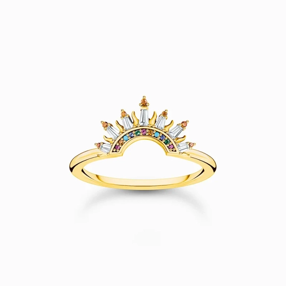 Ring mit Sonnenstrahlen und bunten Steinen vergoldet - Thomas Sabo - Nordic Spectra