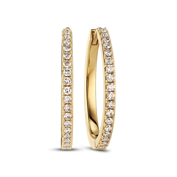 Alba Grande Earrings i 14K guld med briljantslipade syntetiska diamanter